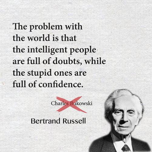 Bertrand Russell Russell quote intelligent people doubts stupid ones confidence
